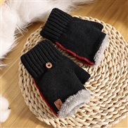 (young students /adult )( black)glove man Winter velvet half velvet Word knitting glove Winter warm