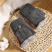 (young students /adult )( Dark grey)glove man Winter velvet half velvet Word knitting glove Winter warm