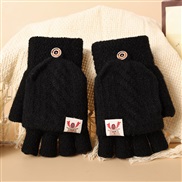 (young students /adult )( black )glove man Winter velvet half velvet Word knitting glove Winter warm
