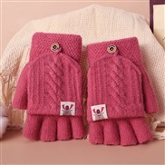 (young students /adult )( red )glove man Winter velvet half velvet Word knitting glove Winter warm