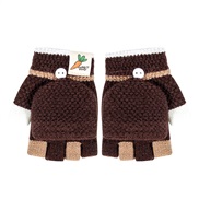 (3-5/)( Brown )child glove girl Winter half lovely cartoon warm Word boy knitting
