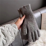 (Free Size )( gray)pure color woolen knitting Korea glove mitten touch screen wind Autumn and Winter warm