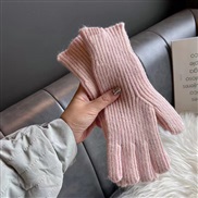 (Free Size )( Pink)pure color woolen knitting Korea glove mitten touch screen wind Autumn and Winter warm