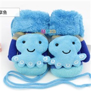 (4-7)( blue)child glove Winter velvet warm bag samll glove cartoon glove