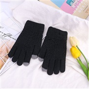 ( black)Winter warm velvet glove man woman thick knitting MITTEN GLOVES touch screen glove