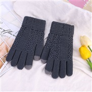 (Free Size )( gray)Winter warm velvet glove man woman thick knitting MITTEN GLOVES touch screen glove
