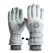 (Free Size )( gray Women styleSK)Winter warm skiing glove woman outdoor sports Non-slip velvet thick wind cotton glove