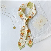 imitate silk flowers print Korean style belt summer silk scarves women dress neckerchief all-Purpose bag belt