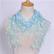 (  blue )lace hollow pure color lady triangle  Korea color draughty apparel triangle scarf