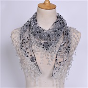 ( Dark gray)lace hollow pure color lady triangle  Korea color draughty apparel triangle scarf