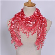 (  red )lace hollow pure color lady triangle  Korea color draughty apparel triangle scarf