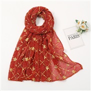 (   red ) color scarf  gold silver fashion gold square leisure head woman  V