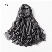 ( Dark gray)pure color cotton gold silver scarf woman  color two head short bag head shawl  V