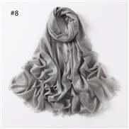 (  Light gray)pure color cotton gold silver scarf woman  color two head short bag head shawl  V
