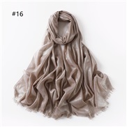 (  khaki)pure color cotton gold silver scarf woman  color two head short bag head shawl  V