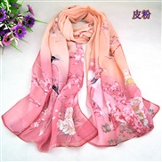 (  hide powder )Chinese style print Chiffon scarves  spring autumn Sunscreen flower wind scarves Q