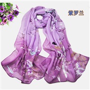 (  purple )Chinese style print Chiffon scarves  spring autumn Sunscreen flower wind scarves Q