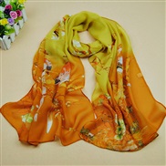 (  yellow)Chinese style print Chiffon scarves  spring autumn Sunscreen flower wind scarves Q