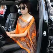 ( orange)Sunscreen shawl lady summer Chiffon scarf occidental style flower beach scarves