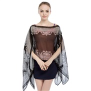 ( black  gray)Sunscreen shawl lady summer Chiffon scarf occidental style flower beach scarves