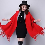 ( red  gray )Autumn and Winter lady Double surface shawl scarf two tassel thick long style belt sleeves sheep velvet Co