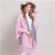 ( pink gray )Autumn and Winter lady Double surface shawl scarf two tassel thick long style belt sleeves sheep velvet Co