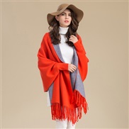 ( gray )Autumn and Winter lady Double surface shawl scarf two tassel thick long style belt sleeves sheep velvet Coat