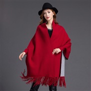 ( Burgundy)Autumn and Winter lady Double surface shawl scarf two tassel thick long style belt sleeves sheep velvet Coat