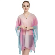 ( pink blue )Chiffon Pearl buckle lady hedging  print summer Sunscreen shawl