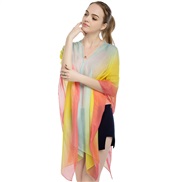 ( Yellow and green)Chiffon Pearl buckle lady hedging  print summer Sunscreen shawl