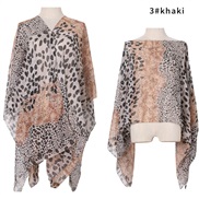 ( khaki)summer lady Sunscreen shawl leopard print imitate silk scarves shawl Pearl buckle shawlshawl