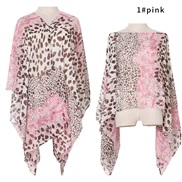 ( Pink)summer lady Sunscreen shawl leopard print imitate silk scarves shawl Pearl buckle shawlshawl
