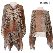 (Coffee )summer lady Sunscreen shawl leopard print imitate silk scarves shawl Pearl buckle shawlshawl