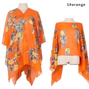 (orange)summer imitate silk shawl flowers print Sunscreen shawl gift scarves shawlshawl