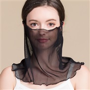 ( black)spring summer new silk surface hedging Collar woman pure color Sunscreen draughty thin style Mask samll scarves