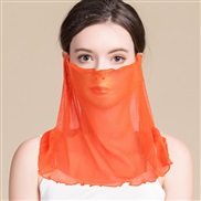 (orange)spring summer new silk surface hedging Collar woman pure color Sunscreen draughty thin style Mask samll scarves