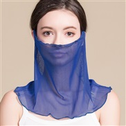 ( Navy blue)spring summer new silk surface hedging Collar woman pure color Sunscreen draughty thin style Mask samll sca