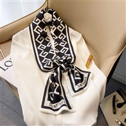 ( black and white)scarves woman belt spring autumn Korean style imitate silk belt all-Purpose ornament neckerchief all-