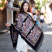 ( black)Autumn and Winter embroidery imitate sheep velvet scarf woman  ethnic style shawl warm tassel sheep velvet scarf