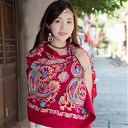 ( Red wine)Autumn and Winter embroidery imitate sheep velvet scarf woman  ethnic style shawl warm tassel sheep velvet s