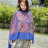( sapphire blue )Autumn and Winter embroidery imitate sheep velvet scarf woman  ethnic style shawl warm tassel sheep ve