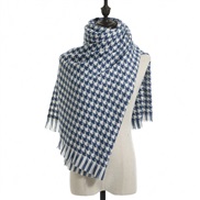 (70*185CM)( houndstooth blue)houndstooth scarf woman Winter grid imitate sheep velvet scarf thick shawl Collar woman