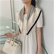 (70*70CM .)( white)Korea big Stripe scarves woman belt Japan and Korea sweet Chiffon samll woman belt occupation samll 