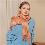 (65*180CM)( Orange)Autumn and Winter grid scarf imitate sheep velvet tassel scarf woman occidental style head thick war
