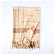 (65*180CM)( Beige)Autumn and Winter grid scarf imitate sheep velvet tassel scarf woman occidental style head thick warm