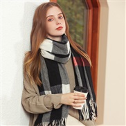 ( black  gray) scarf Autumn and Winter thick warm imitate sheep velvet scarf grid print Autumn and Winter Collar woman