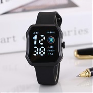 ( black) square silica gel watchband  watch  student electronic watch-face