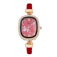( red) fashon damond  Rome calbraton  bref temperament quartz belt wrst-watches woman style