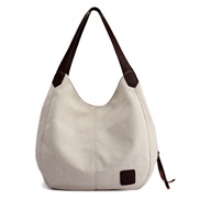 ( rice white)canvas bag woman bag fashion all-Purpose brief Korean style shoulder handbag more layer leisure big bag