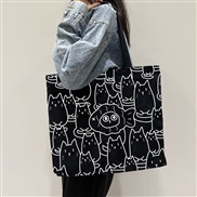 (  black)canvas bag woman spring summer Shoulder bag student all-Purpose portable high capacity canvas